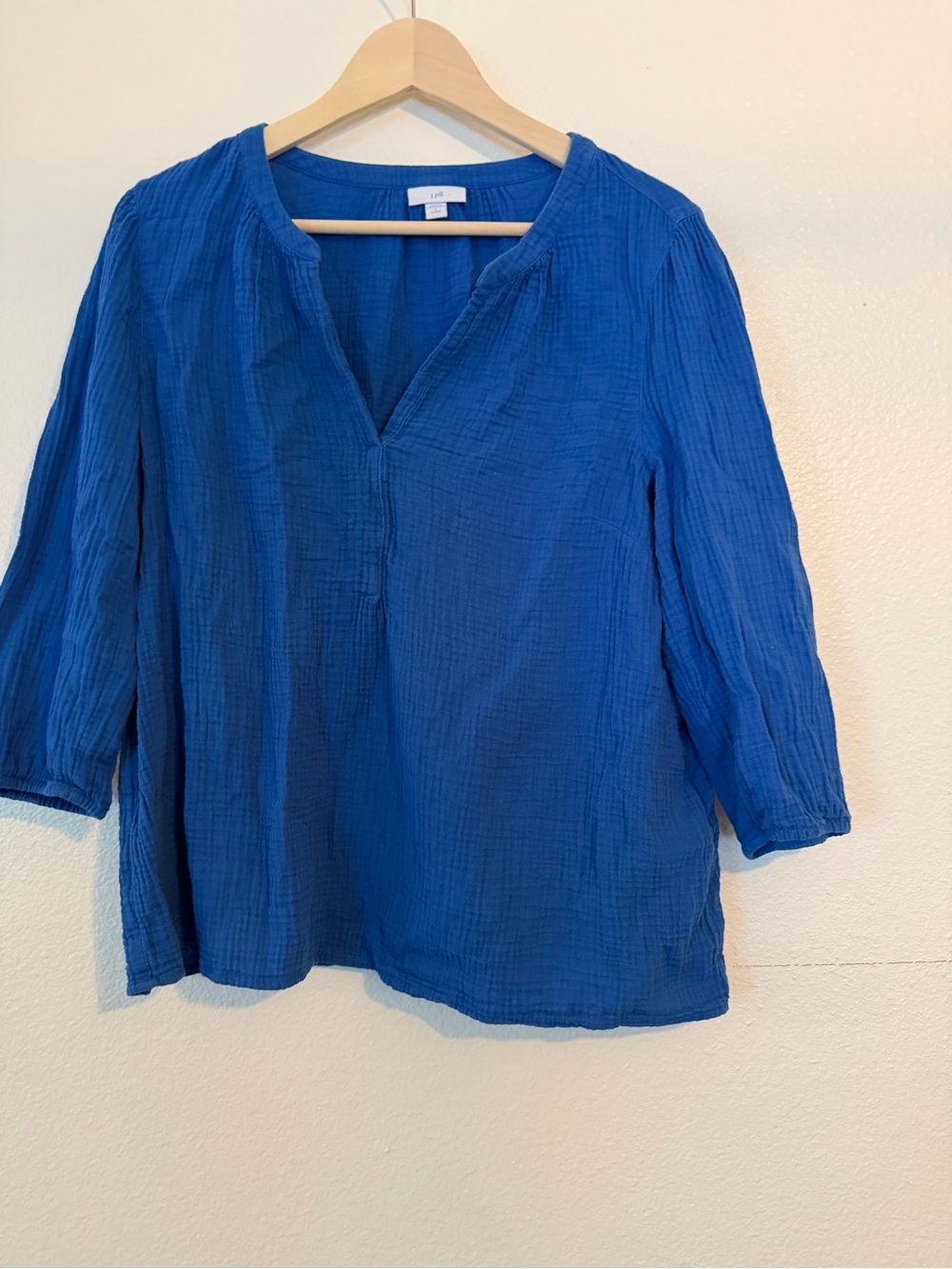 J. Jill Royal Blue Gauze Split-Neck Tunic